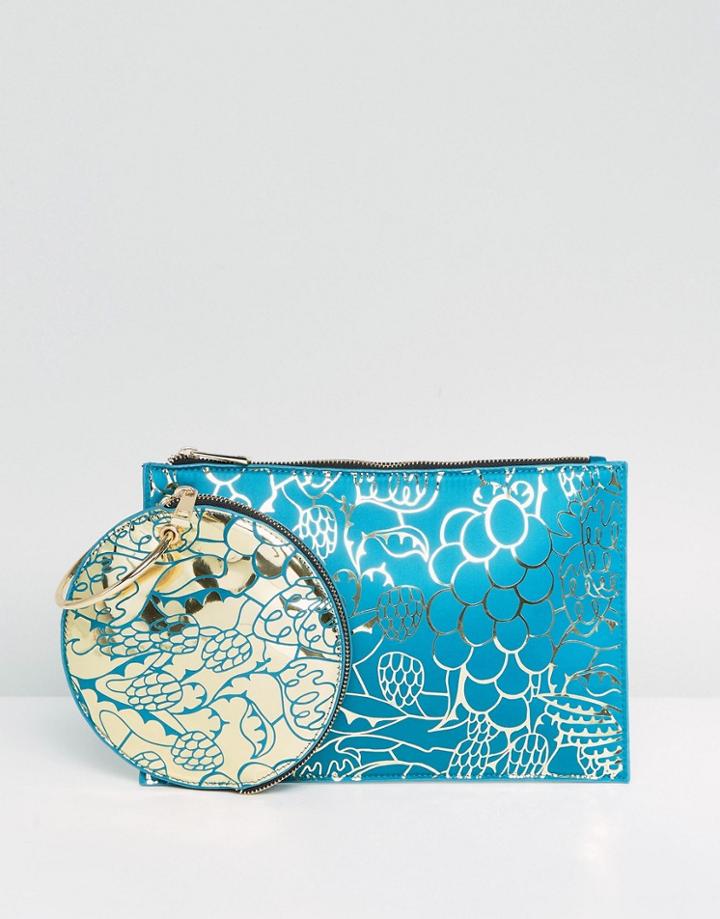 Asos X Mary Benson Doubled Up Clutch Bag - Green