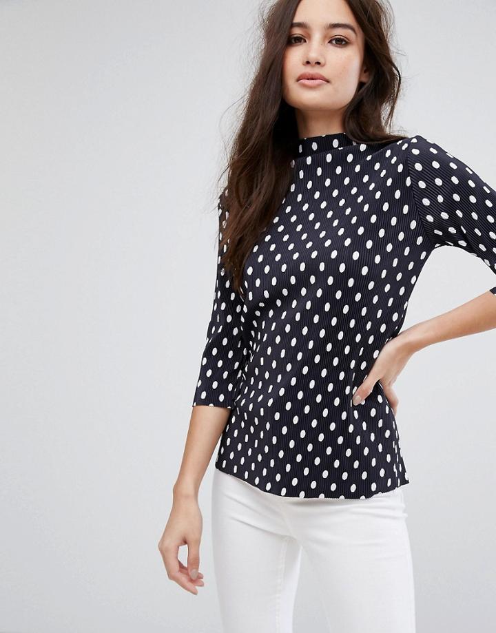 Vila Polka Dot T-shirt - Navy