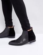 Hugo By Hugo Boss Dressapp Suede And Leather Mix Zip Boots In Black - Black