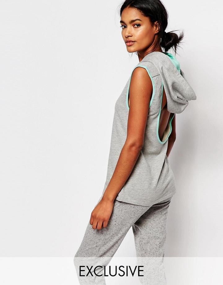 Nocozo Open Back Sleeveless Hoodie - Gray