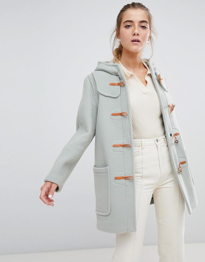 Gloverall Melissa Short Duffle Coat With Hood-green