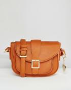 Marc B Alice Cross Body Bag With Buckle Detail - Tan