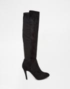 Head Over Heels By Dune Skye Black Heeled Knee High Boots - Black