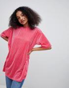 Monki Velvet T-shirt - Pink
