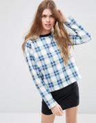 Asos Sweatshirt In Check Print And Boxy Fit - Multi