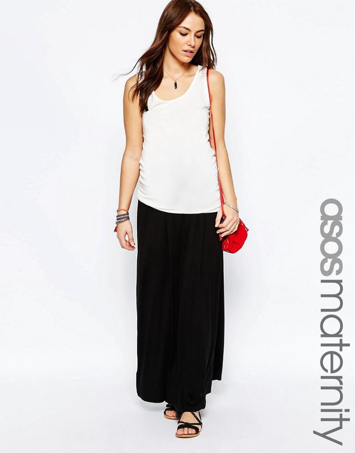 Asos Maternity Maxi Skirt With Button Side - Black