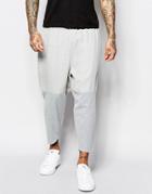Asos Drop Crotch Joggers In Cropped Length In Textured Fabric - Light Gray