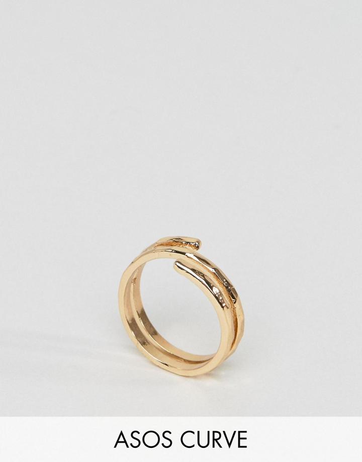 Asos Curve Hammered Wrap Pinky Ring - Gold