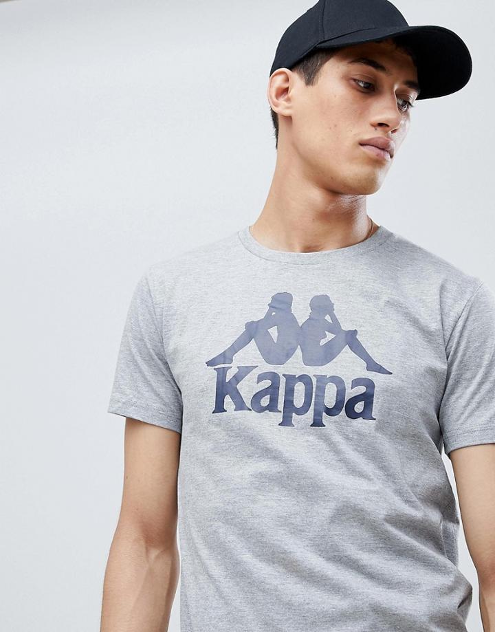 Kappa T-shirt With Large Chest Logo In Gray - Gray