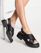 Asos Design Frankie Chunky Flat Sandals In Black