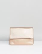 Asos Design Soft Metallic Flap Over Clutch Bag - Copper
