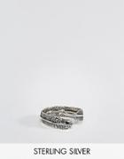 Asos Sterling Silver Ring With Wrap Around Feather Design - Silver