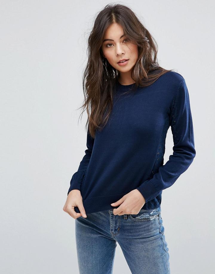 Ymc Paneled Knit Sweater - Navy