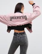 Asos Bomber Jacket With Extreme Arm And Logo - Pink