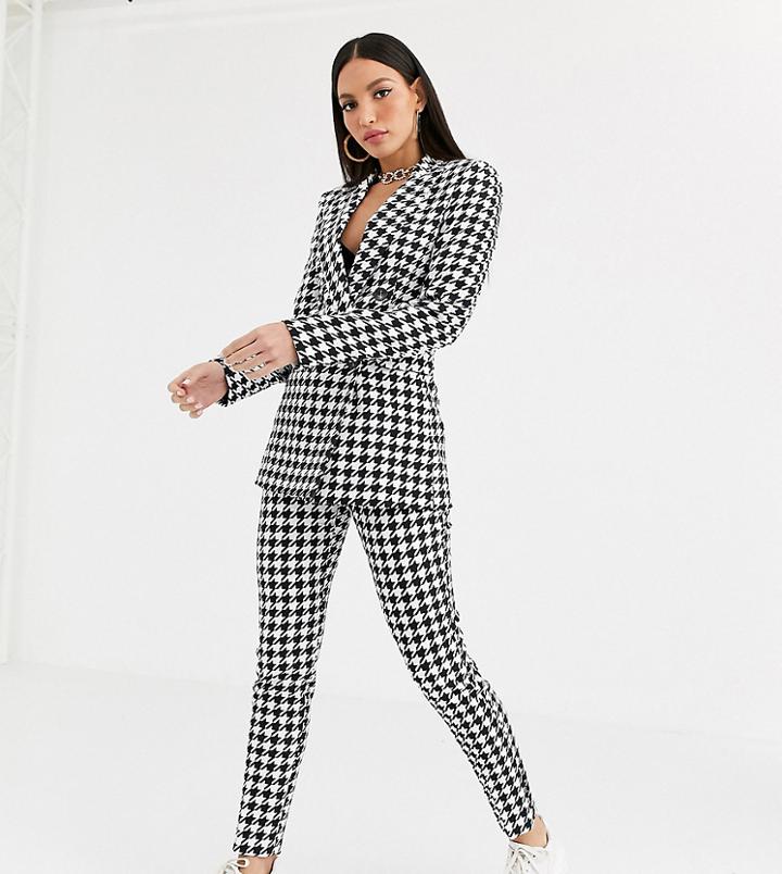 Asos Design Tall Mono Dogstooth Slim Suit Pants-multi