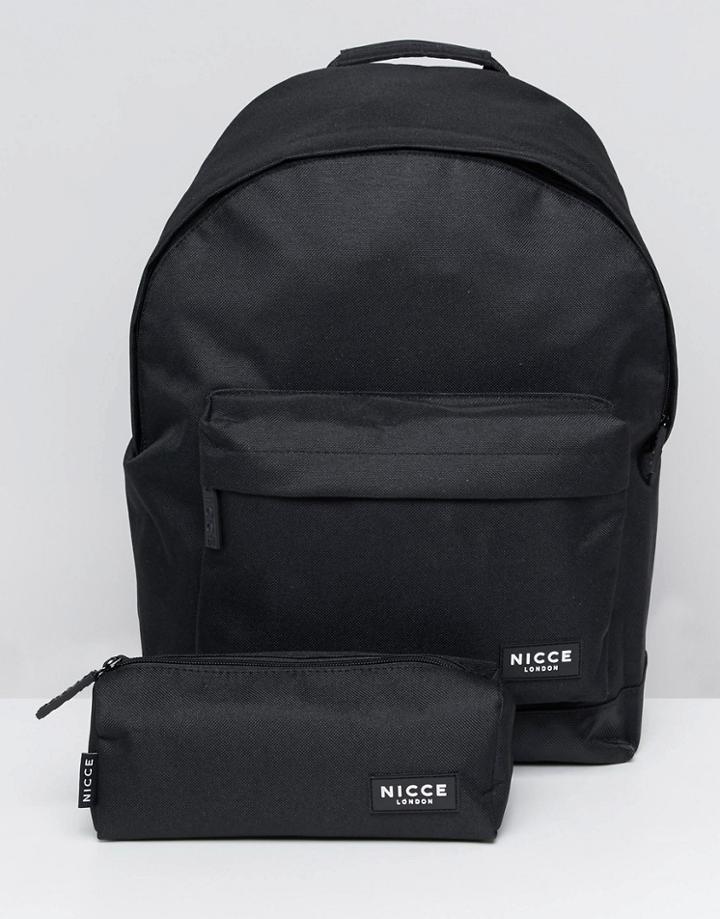 Nicce Logo Backpack In Black With Pencilcase Set - Black