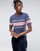 Asos Knitted Polo Shirt With Texture In Blue - Blue