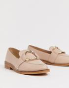 Asos Design Maroon Bamboo Ring Leather Loafers - Beige
