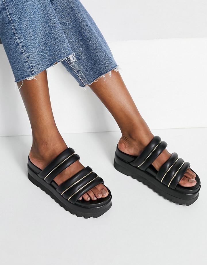Asos Design Thea Padded Flatform Mules In Black