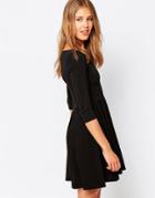 Closet 3/4 Sleeve Skater Dress - Black