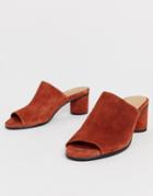 Selected Femme Tan Suede Mule With Round Heel
