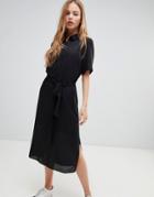 Asos Design Soft Midi Shirt Dress - Black