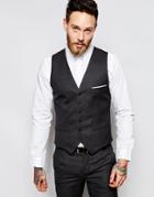 Heart & Dagger Vest In Birdseye Fabric In Skinny Fit - Charcoal