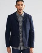 Farah Wool Blazer With Pockets - Navy