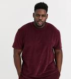 Asos Design Plus Two-piece Relaxed T-shirt In Towelling In Burgundy