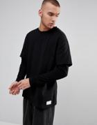 Fairplay Oversized Layered Long Sleeve T-shirt In Black - Black