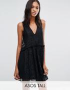 Asos Tall Lace Smock Dress - Black