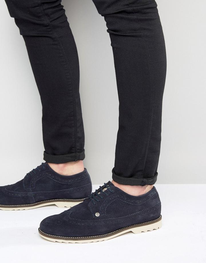 Original Penguin Brogues In Navy Suede - Navy