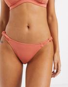New Look Knot Detail Tie Side Bikini Bottoms In Coral-orange