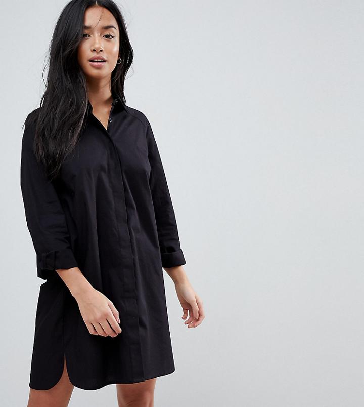 Asos Petite Cotton Shirt Dress - Black