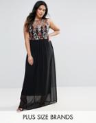 Club L Plus Maxi Dress With Embroidered Top - Black