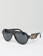 Versace Classic Aviator Sunglasses With Medusa Head Detail - Black
