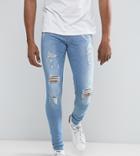 Blend Flurry Muscle Jean With Rips Light Wash - Blue