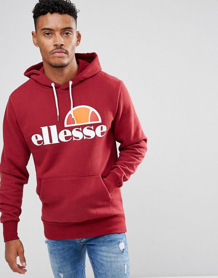 Ellesse Hoodie With Classic Logo In Burgundy - Red