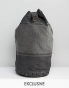 Reclaimed Vintage Duffle Backpack Overdyed Stripe - Black