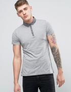 Brave Soul Contrast Chambray Collar Polo - Gray