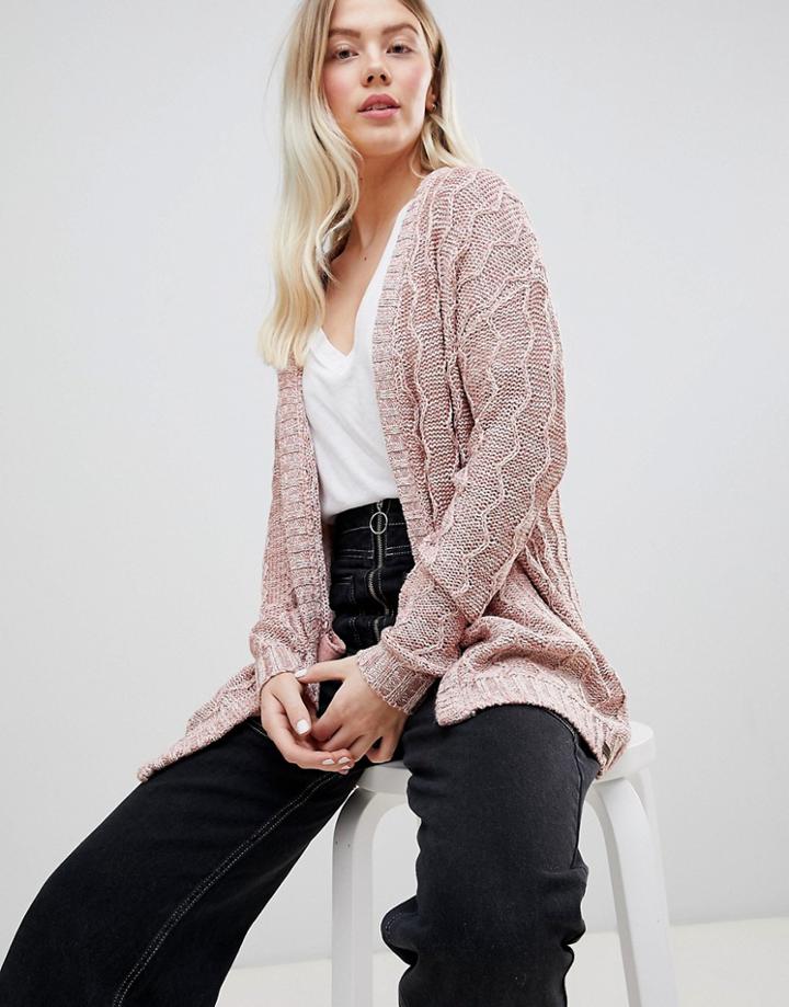 Bellfield Mixed Yarn Cardigan - Pink
