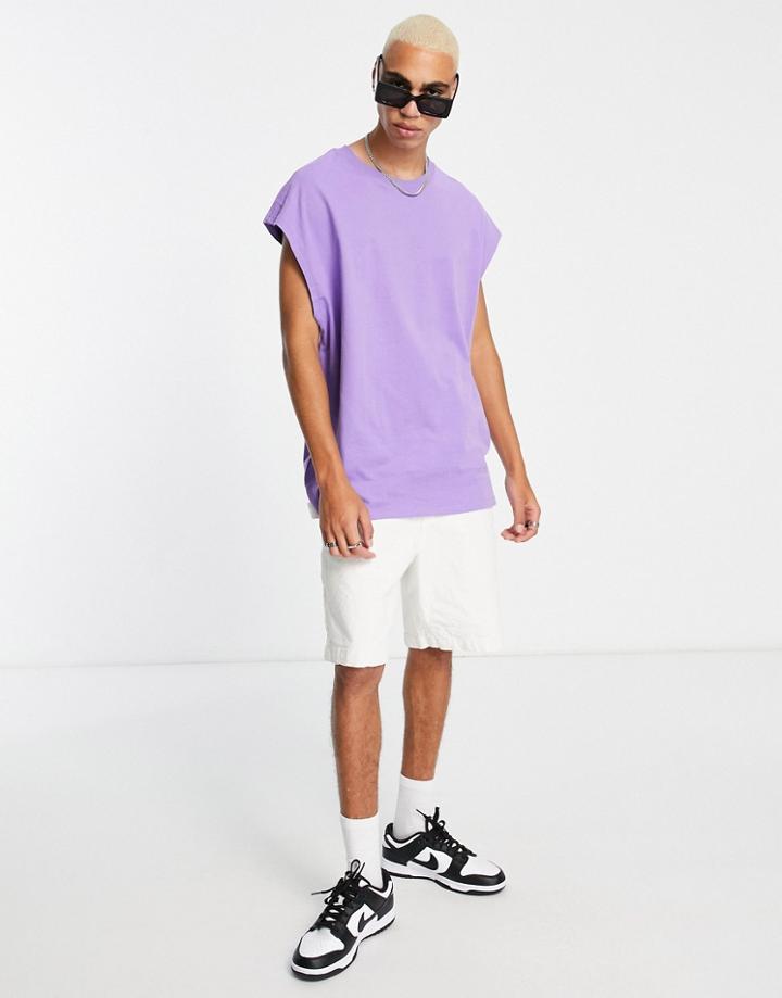 Bershka Oversized T-shirt In Lilac-purple
