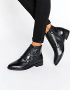 Asos Altair Leather Ankle Boots - Black