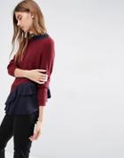Asos Sweater With Contrast Ruffle Detail - Multi