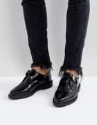 T.u.k Leather Buckle Pointed Shoes - Black