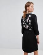 Vero Moda Embroidered Kimono Dress - Black