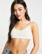 Na-kd X Zoe Pastelle Twisted Knitted Top In Off White-orange
