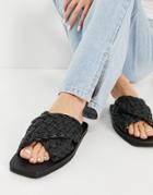 Asos Design Forgetful Padded Cross Strap Woven Mules In Black