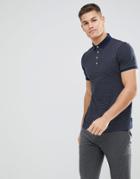 Ted Baker Polo In Spot With Contrast Collar - Navy