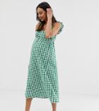 Glamorous Bloom Cami Midi Dress In Gingham-green